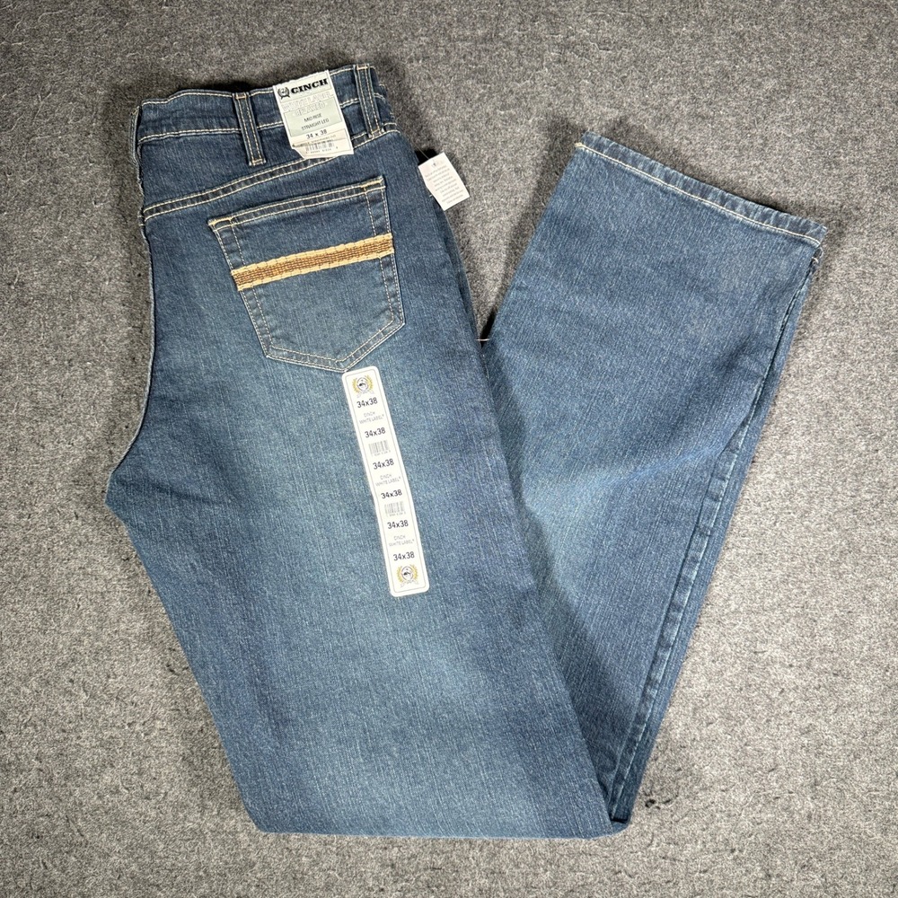 Cinch White Label Relaxed Straight Leg Jeans Mens 34x38 Blue MB92834082 NWT